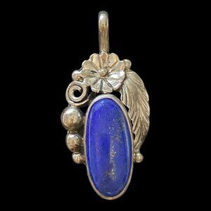 Vintage Sterling Silver Pendant With Lapis Lazuli Gemstone